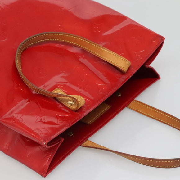 LOUIS VUITTON Monogram Vernis Reade MM Hand Bag Red Rouge M91086 LV Auth bs28208