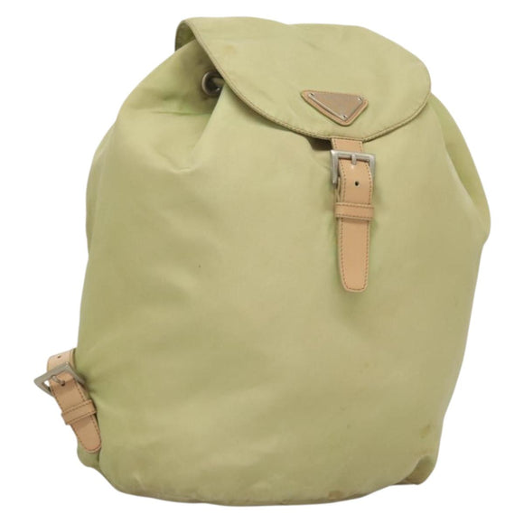 PRADA Backpack Nylon Beige Silver Auth bs28213