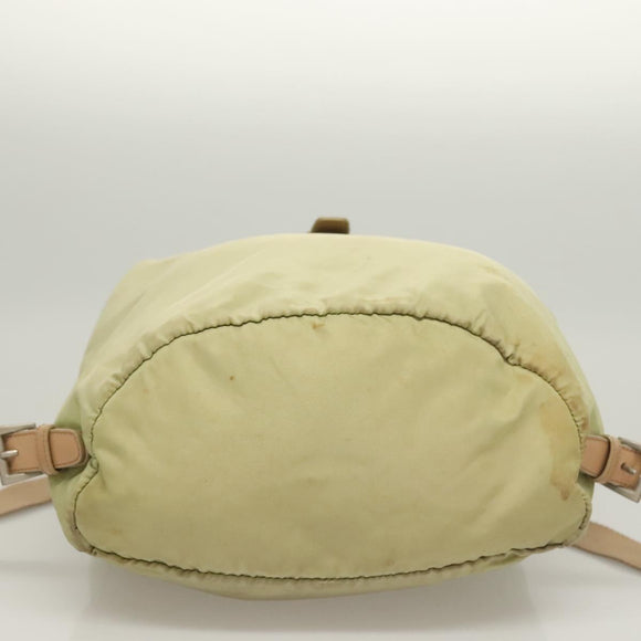 PRADA Backpack Nylon Beige Silver Auth bs28213