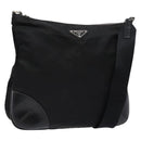 PRADA Shoulder Bag Nylon Leather Black Silver Auth bs28220-1