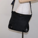 PRADA Shoulder Bag Nylon Leather Black Silver Auth bs28220-24
