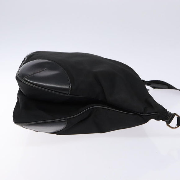 PRADA Shoulder Bag Nylon Leather Black Silver Auth bs28220
