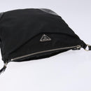PRADA Shoulder Bag Nylon Leather Black Silver Auth bs28220-6
