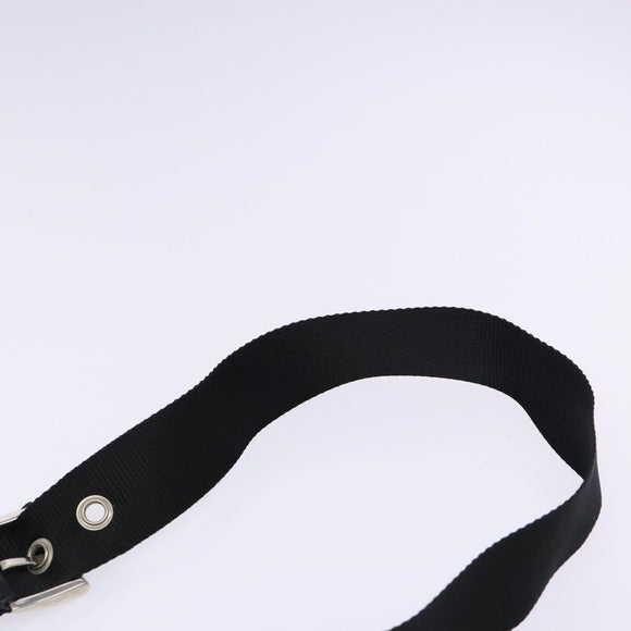 PRADA Shoulder Bag Nylon Leather Black Silver Auth bs28220