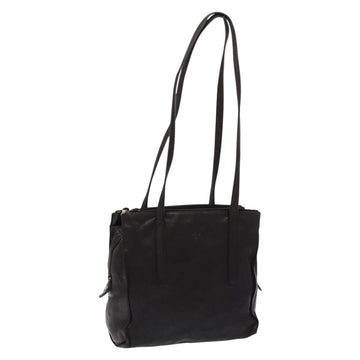 PRADA Shoulder Bag Leather Black Silver Auth bs28222