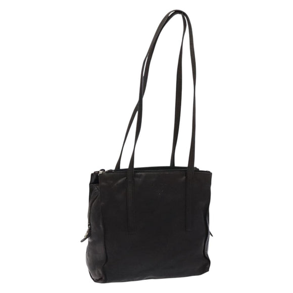 PRADA Shoulder Bag Leather Black Silver Auth bs28222