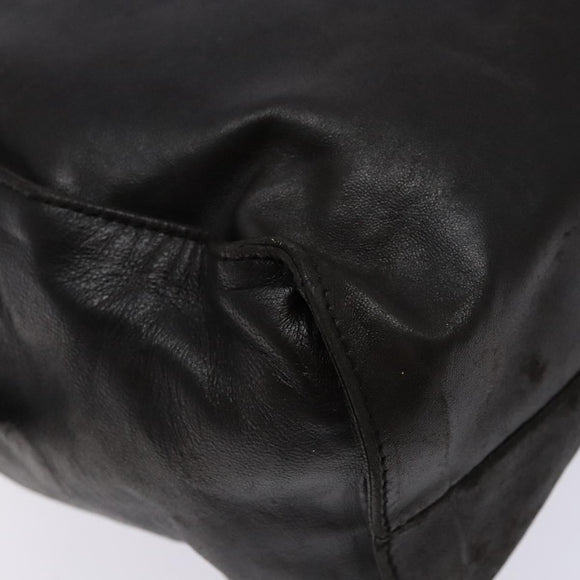 PRADA Shoulder Bag Leather Black Silver Auth bs28222