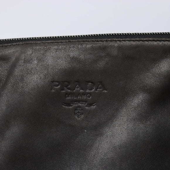 PRADA Shoulder Bag Leather Black Silver Auth bs28222