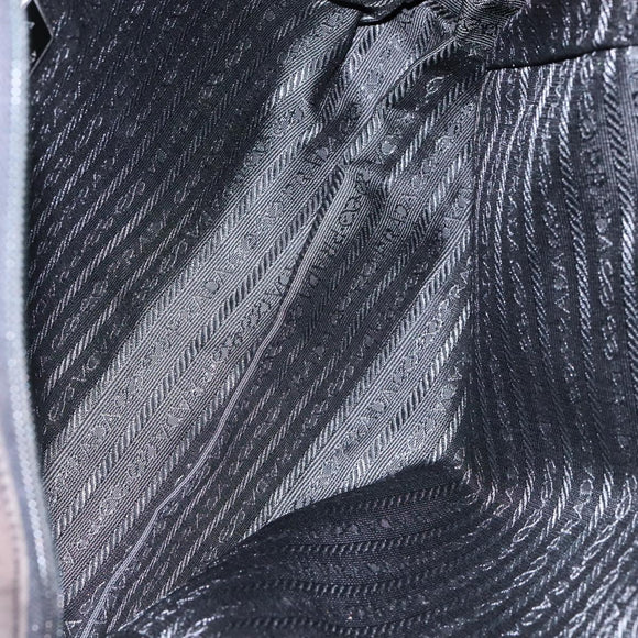 PRADA Shoulder Bag Leather Black Silver Auth bs28222