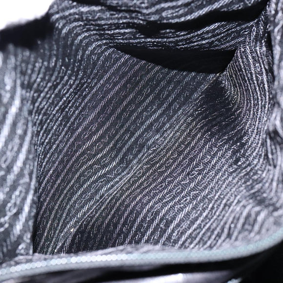 PRADA Shoulder Bag Leather Black Silver Auth bs28222