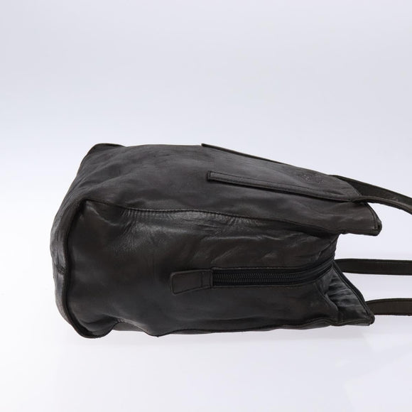 PRADA Shoulder Bag Leather Black Silver Auth bs28222