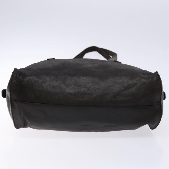 PRADA Shoulder Bag Leather Black Silver Auth bs28222