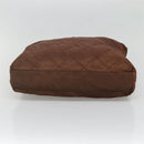 PRADA Chain Shoulder Bag Nylon Brown Gold Auth bs28223-5