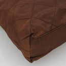 PRADA Chain Shoulder Bag Nylon Brown Gold Auth bs28223-17