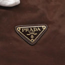 PRADA Chain Shoulder Bag Nylon Brown Gold Auth bs28223-18