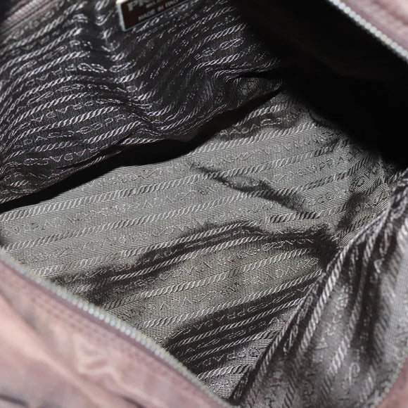 PRADA Chain Shoulder Bag Nylon Brown Gold Auth bs28223