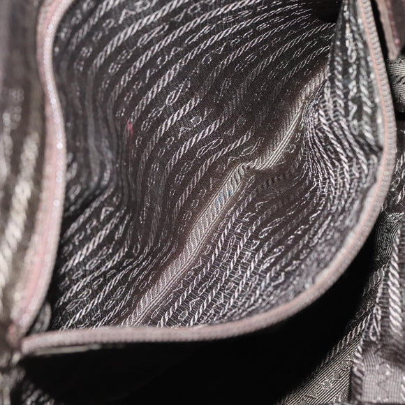 PRADA Chain Shoulder Bag Nylon Brown Gold Auth bs28223