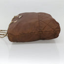 PRADA Chain Shoulder Bag Nylon Brown Gold Auth bs28223-3