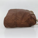 PRADA Chain Shoulder Bag Nylon Brown Gold Auth bs28223-4
