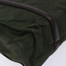 PRADA Shoulder Bag Nylon Leather Khaki Silver Auth bs28226-14