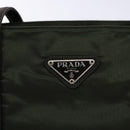 PRADA Shoulder Bag Nylon Leather Khaki Silver Auth bs28226-17