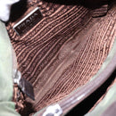 PRADA Shoulder Bag Nylon Leather Khaki Silver Auth bs28226-10