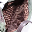 PRADA Shoulder Bag Nylon Leather Khaki Silver Auth bs28226-23