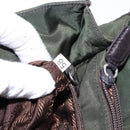 PRADA Shoulder Bag Nylon Leather Khaki Silver Auth bs28226-11