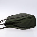 PRADA Shoulder Bag Nylon Leather Khaki Silver Auth bs28226-4