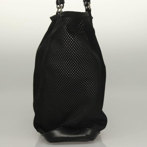PRADA Tote Bag Nylon Black Silver Auth bs28227