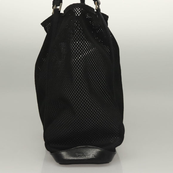 PRADA Tote Bag Nylon Black Silver Auth bs28227