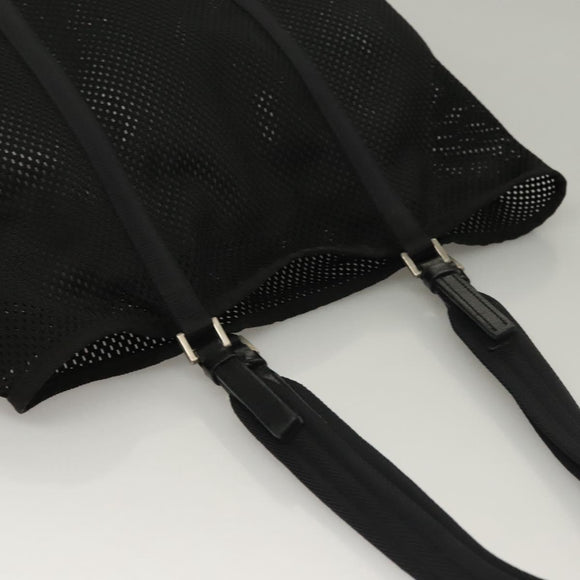PRADA Tote Bag Nylon Black Silver Auth bs28227
