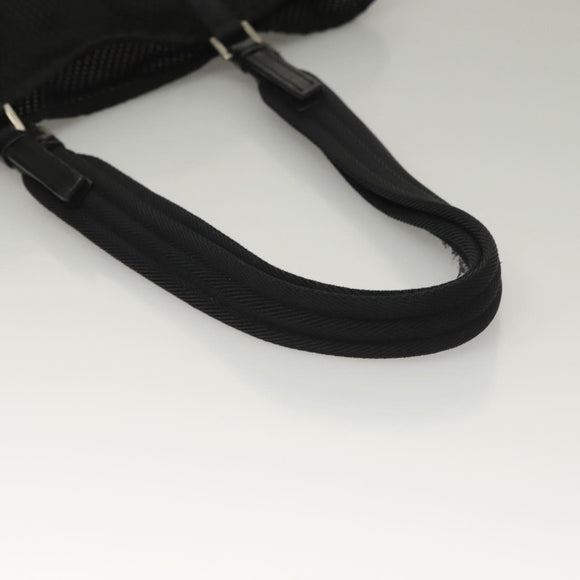 PRADA Tote Bag Nylon Black Silver Auth bs28227