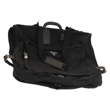 PRADA Garment Cover Nylon Black Silver Auth bs28232