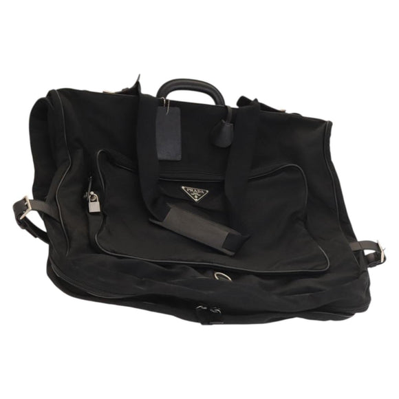 PRADA Garment Cover Nylon Black Silver Auth bs28232