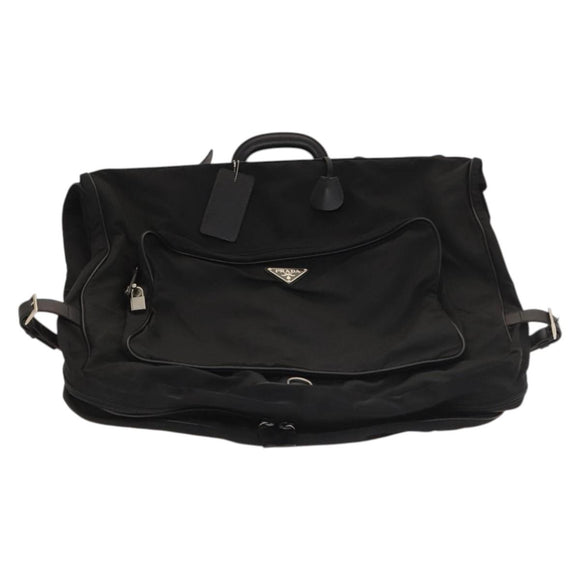PRADA Garment Cover Nylon Black Silver Auth bs28232