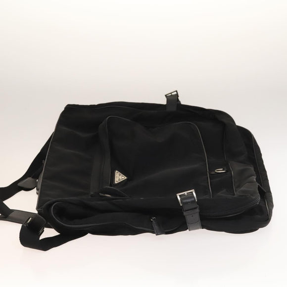 PRADA Garment Cover Nylon Black Silver Auth bs28232