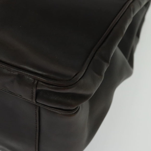 PRADA Business Bag Leather Brown Silver Auth bs28234