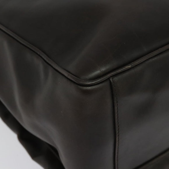PRADA Business Bag Leather Brown Silver Auth bs28234