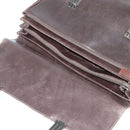 PRADA Business Bag Leather Brown Silver Auth bs28234-10