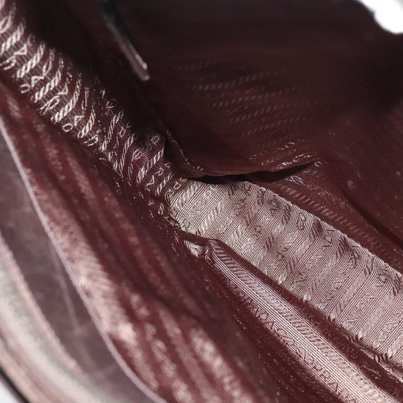 PRADA Business Bag Leather Brown Silver Auth bs28234