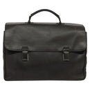 PRADA Business Bag Leather Brown Silver Auth bs28234-13