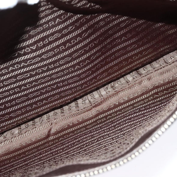 PRADA Business Bag Leather Brown Silver Auth bs28234