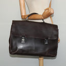PRADA Business Bag Leather Brown Silver Auth bs28234-25