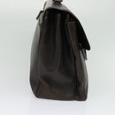 PRADA Business Bag Leather Brown Silver Auth bs28234-3