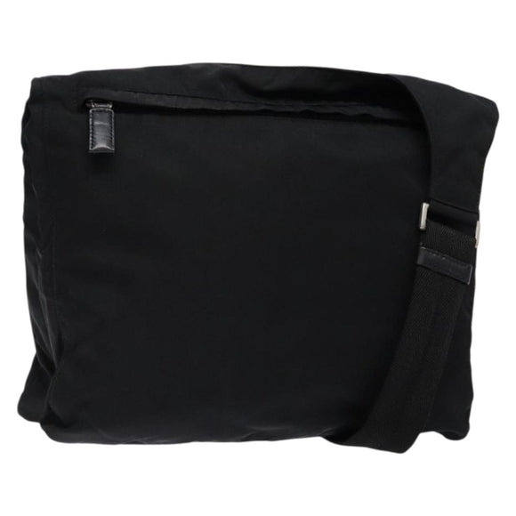 PRADA Shoulder Bag Nylon Black Silver Auth bs28236