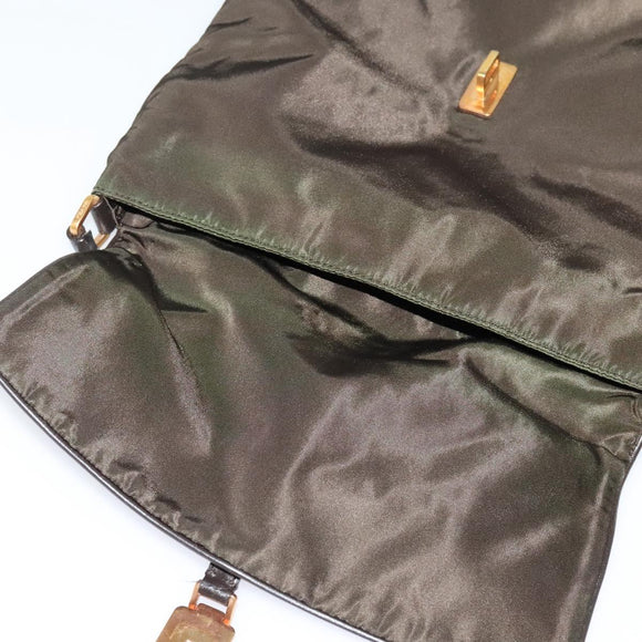 PRADA Shoulder Bag Nylon Khaki Gold Auth bs28237