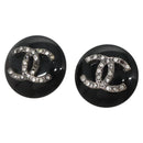 CHANEL Earring Plastic Black CC Auth bs28248-1