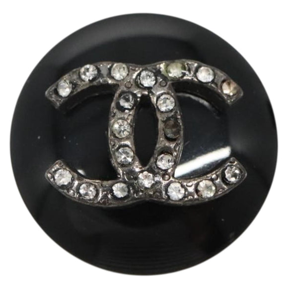 CHANEL Earring Plastic Black CC Auth bs28248