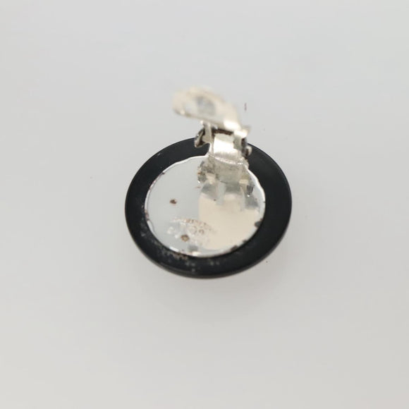 CHANEL Earring Plastic Black CC Auth bs28248
